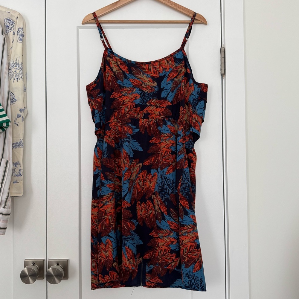 Retro Ruffle Feather Print Dress with Zipper - Picture 3 of 3